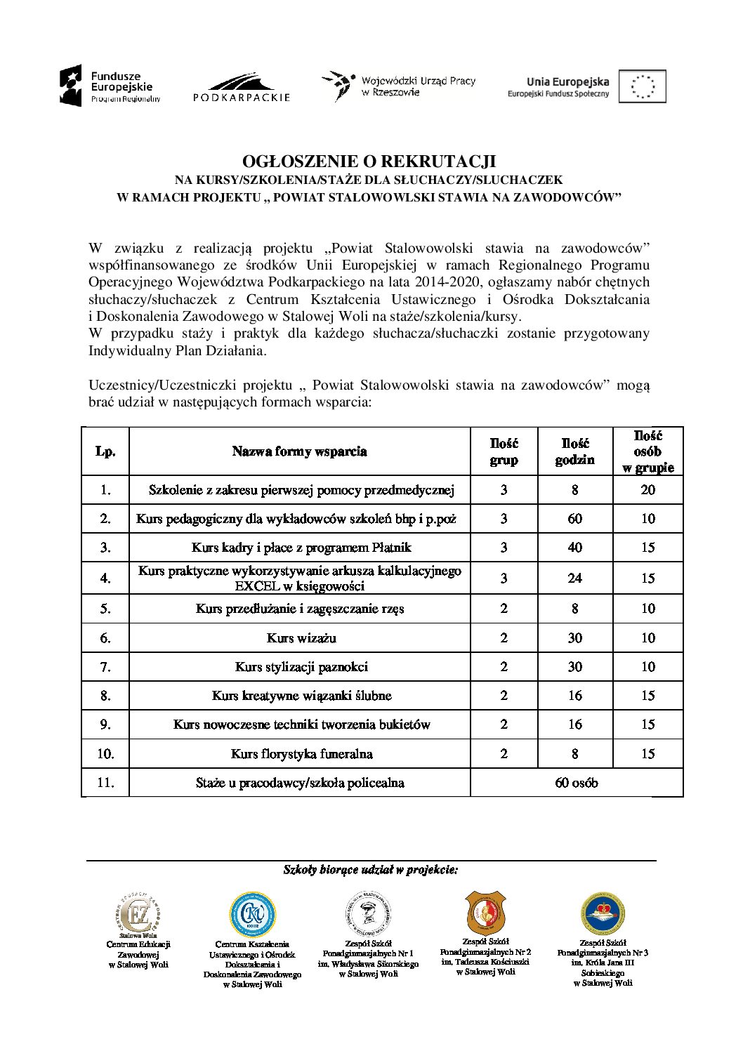 Ogłoszenie o rekrutacji dla słuchaczy