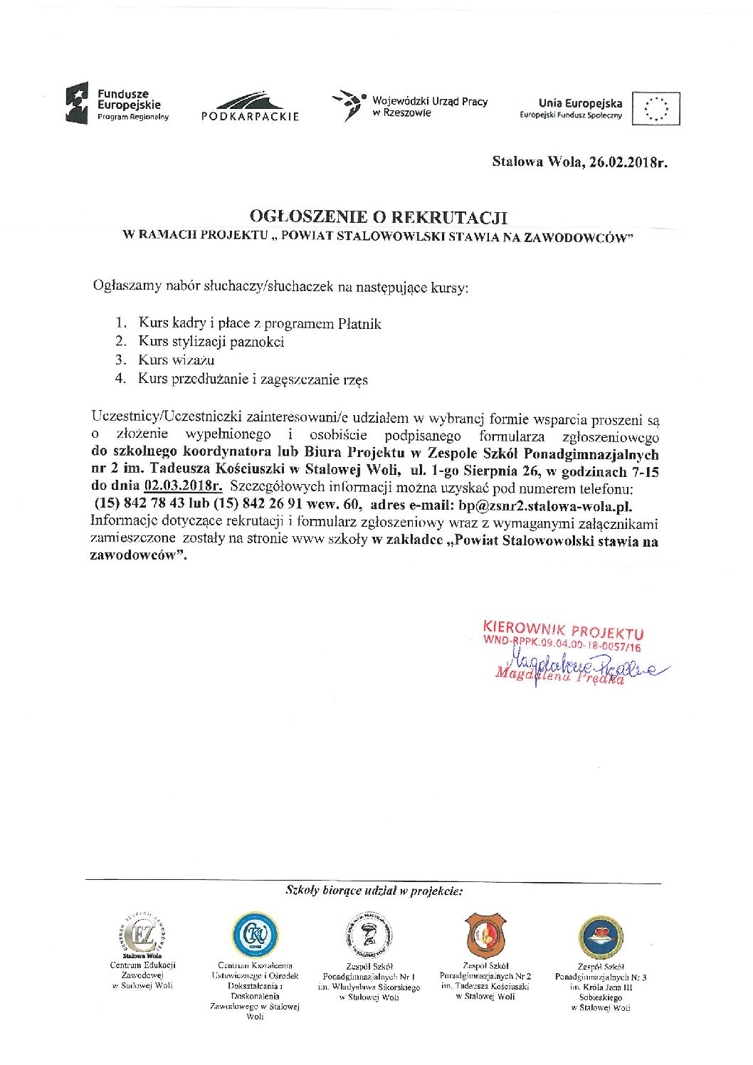 Ogłoszenie o rekrutacji na kursy